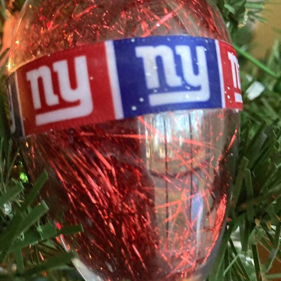 New York Giants Tinsel Light Bulb Hanging Christmas Ornament 6” x 3” - Picture 3 of 8